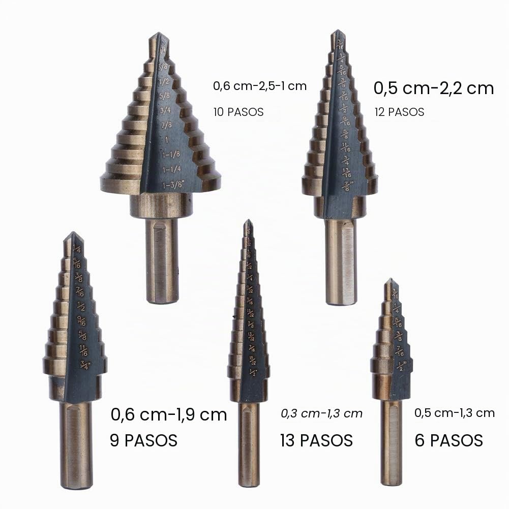 Brocas Escalonadas Para Metal Acero Rápido Con Revestimiento Titanio Para Herramienta Eléctrica