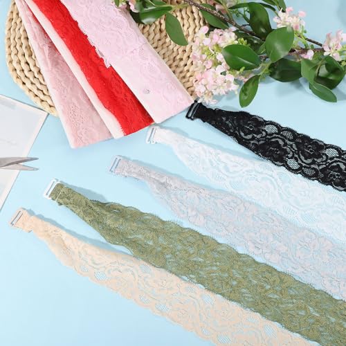 Image of FREEBLOSS 8 Pairs Lace Halter Neck Bra Straps Replacement 8 Colors Decorative Bra Straps for Women Adjustable Swimsuit Strap