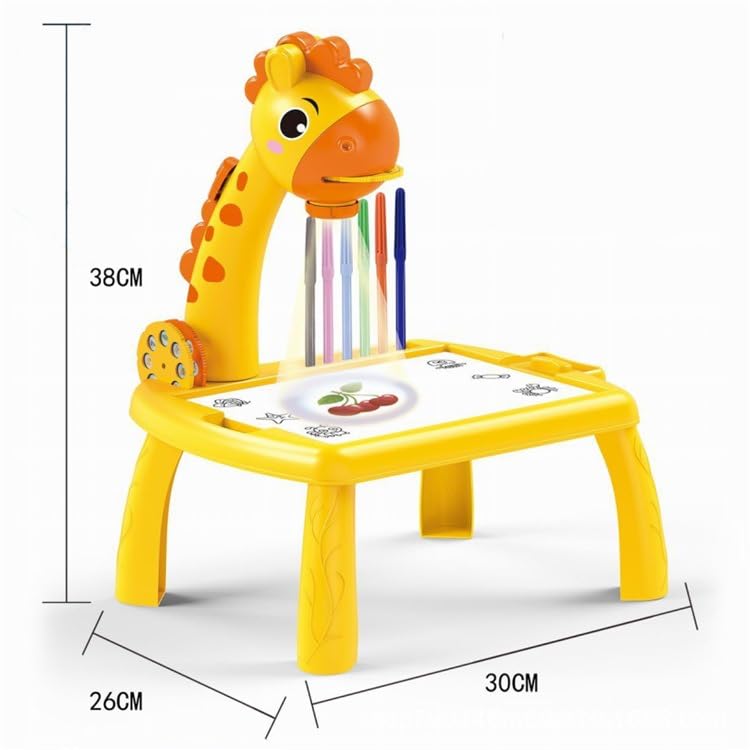 Image of Cable World Drawing Projector for Kids, Art and Crafts, Drawing Board with 12 Color Pens, Kids Drawing Projector Table - Trace and Draw Art Sketcher Desk with Pattern Slides, Markers and Blank Book