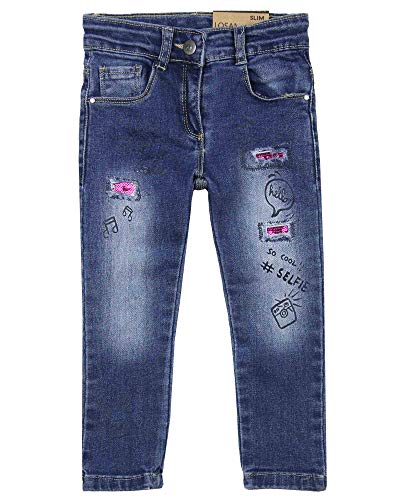 Girl's Denim Pants with Patches, Sizes 2-7