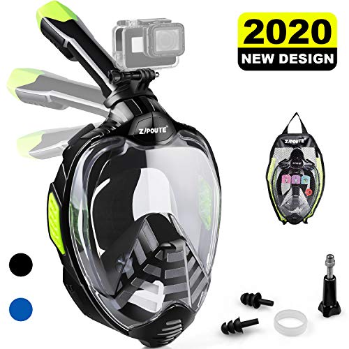 ZIPOUTE Snorkel Mask Full Face, Foldable Full Face Snorkel Mask with Detachable Camera