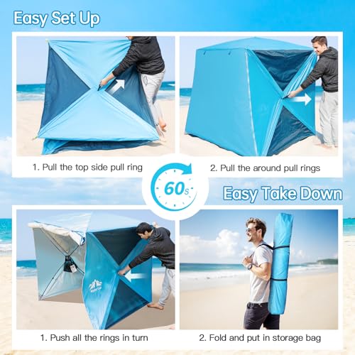 Night Cat Pop-up Beach Tent: 3 4 Persons Beach Shelter with Canopy and Footprint, UPF 50+ UV Protection Backyard Camping Outdoor Canopy Poles Not Included - image 7