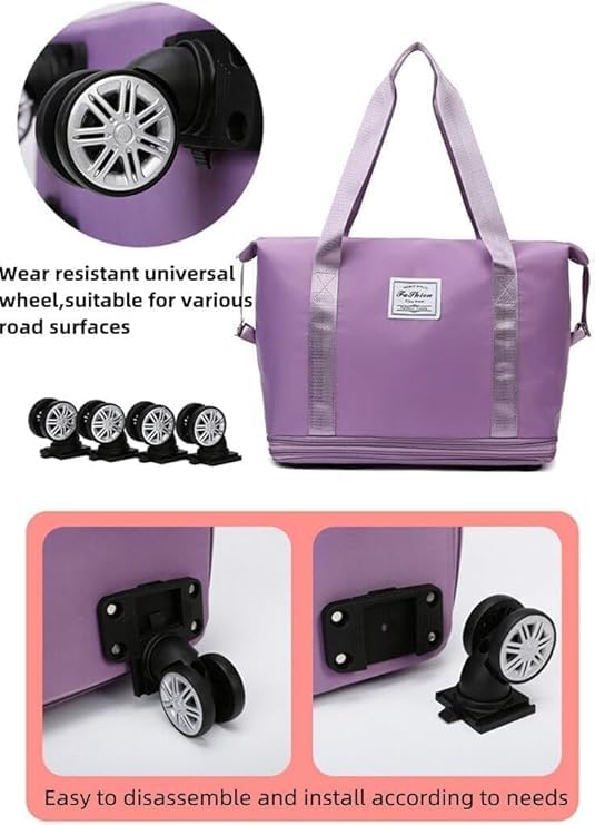 Image of TEKCOOL Duffel Trolley Bags for Travel,Luggage Bags for Travel,Rolling Duffle Bag with Wheels,Travel Bags for Luggage Trolley,Expandable Foldable Duffle Bag with Wheels - Wine'