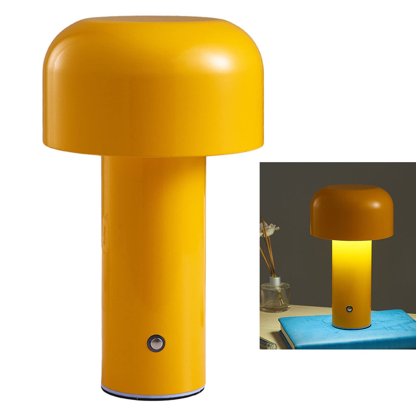 Adjustable LED Mushroom Stepless Dimming Night Light, Soft Metal Lampshade