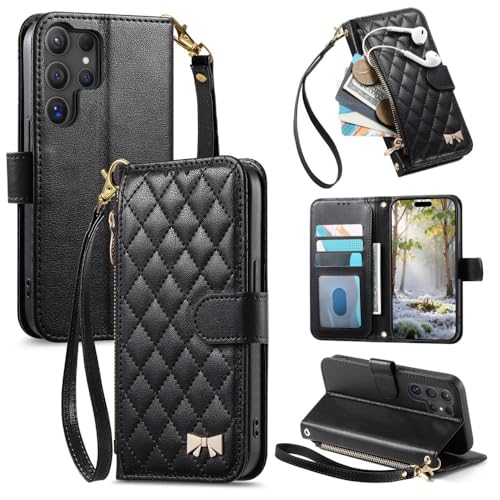 Étui Samsung S25 FE anti rayure étui portefeuille cuir noir