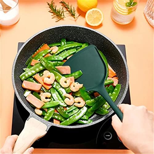 Miniatura 4 de TREXD - Juego de 5 utensilios de cocina de silicona verde antiadherente herramienta de cocina espátula cucharón pala de silicona utensilios de cocina