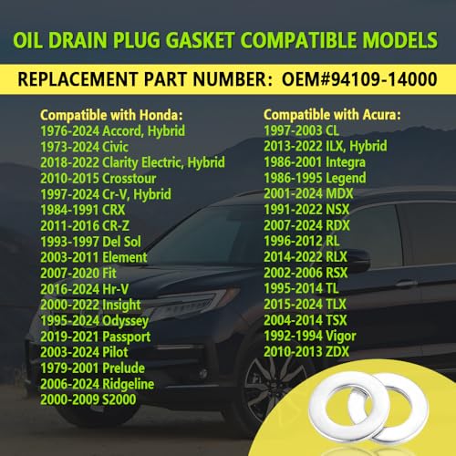 Image of 50PCS Oil Drain Plug Gasket,14mm Aluminum Engine Oil Plug Washer with Lasting Sealing,OEM#94109-14000 Crush Washer Oil Drain Plug Compatible with Honda Civic CRX Acura CL MDX