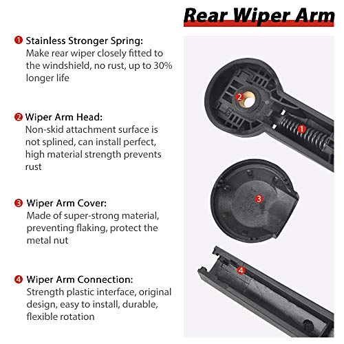 Rear Windshield Back Wiper Arm Blade Set - Replacement for JEEP Grand Cherokee 2005 2006 2007 2008 2009 2010 OE:05139836AB