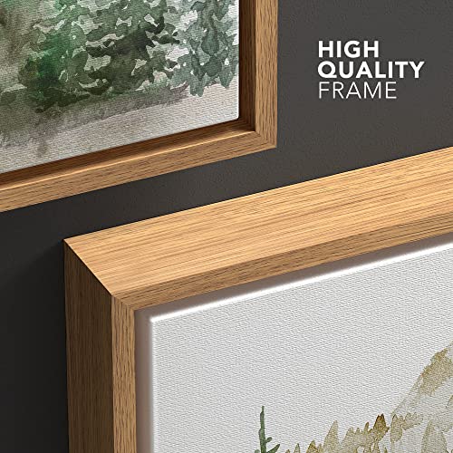 Wall26 Framed Canvas Print Wall Art Watercolor Mountain Forest Landscape Nature Wilderness Illustrations Modern Rustic Scenic Colorful For Living Room, Bedroom, Office - 24X36 Natural #TOP4