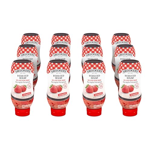 Smucker's Squeezable Reduced Sugar Strawberry Fruit Spread, 12 Bottles