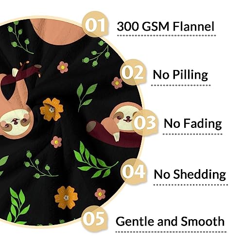 Mercuryelf Sloth Throw Blanket - Soft, Fuzzy & Warm - 30x40 Inches Small Blankets for Lap, Crib - Black Cute Throws Gift for Baby