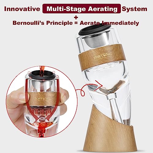 Zortung Wine Aerator Decanter Pourer With Strainer For Sediment Stand Travel Bag Diffuser Airarator Filter Aireators Pour Airrater For Red And White Wine Christmas Idea Gifts #TOP2