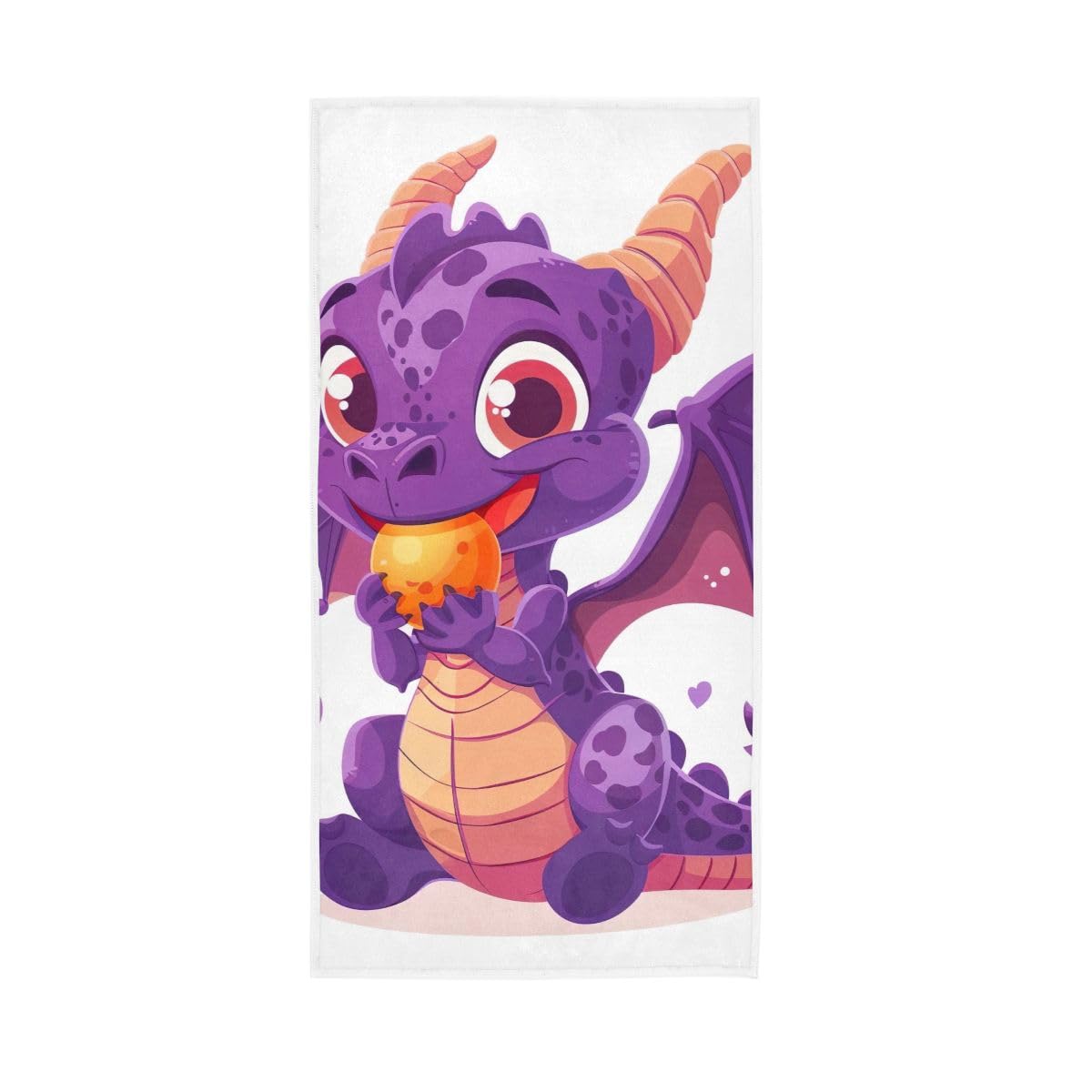 HUYGD Cute Purple Dragon Character Hand Towel, 15 x 30 Inches, Soft Highly Absorbent Towels for Bathroom Gym Shower