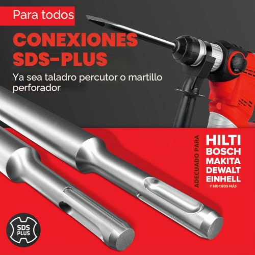 Miniatura 5 de Ksp-Tec Juego De Cinceles Sds Plus, Compuesto Por Cincel Para Azulejos, Cincel Plano Y Cincel De Punta, Embalado En Una Práctica Caja Giratoria Juego De Cinceles Sds Plus De 4 Piezas