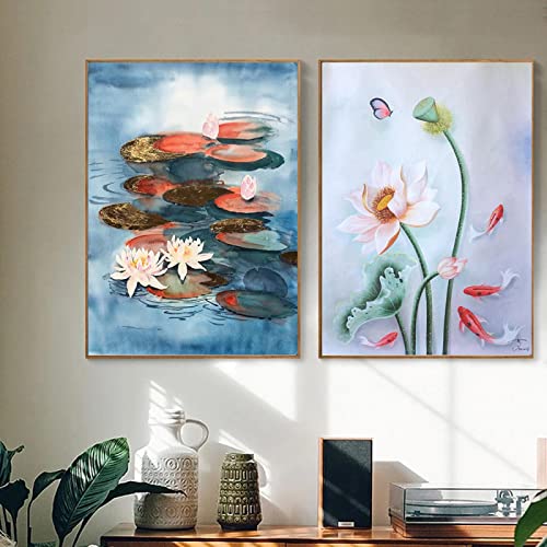 Impressions mur art koi chanceux KEBIA 60x80cm toile premium style galerie d'art contemporain