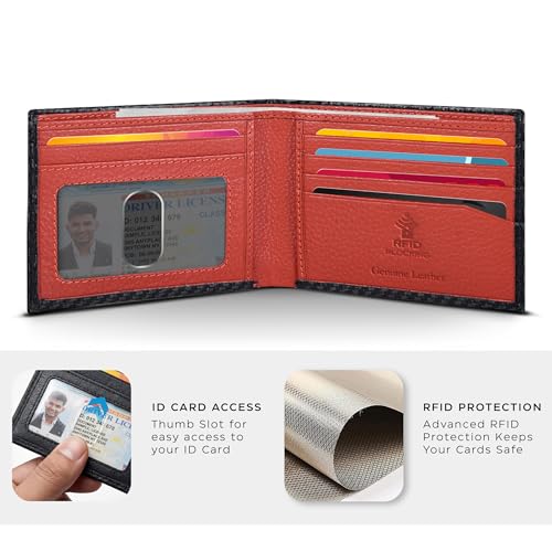 Image of Oak Leathers Slim Leather Wallet for Men - RFID Wallets Credit Card Holder Ultra Thin Gift for Mens, Front Pocket Minimalist Design