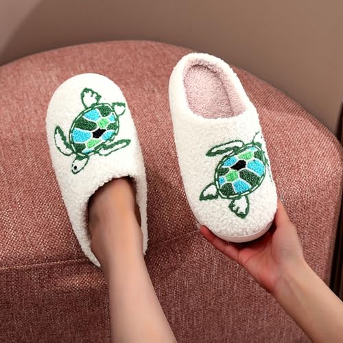 Image of LNERIP Slippers Winter Womens Mens Fluffy Plush Slippers Animals Cute Cartoon House Slippers Cuddly Warm Shoes Indoor Outdoor Girls Women