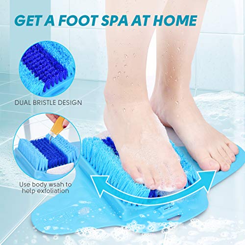 BESKAR Shower Foot Scrubber with Pumice Stone, Foot Clean, Smooth, Exfoliate & Massager Without Bending in The Shower or Bathtub, Foot Dead Skin & Callus Remover- Upgraded Non Slip with Suction Cups