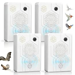 2026 Ultrasonic Bat Repellent for Attic & Roof – Bat Exclusion Device, Bird Repellent for Eaves & Porch. Effective Bat Deterrents that Work, Pigeon & Woodpecker Repeller, 4 Pack