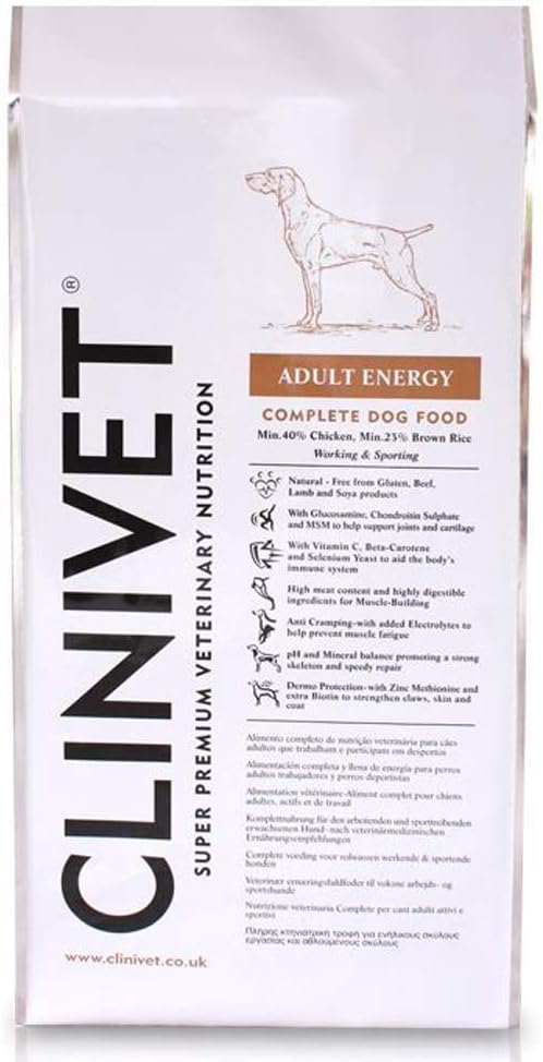 Clinivet Adult Energy Super Premium Natural Hypoallergenic Complete Dry Dog Food - Rich in Protein and Vitamins, 15kg