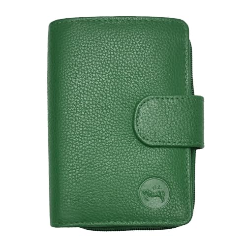 Porte-monnaie cuir véritable LOLUNA vert compagnon spacieux haut de gamme