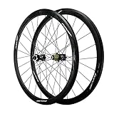 UIGJIOG 700C Freno de Disco Bicicleta Carretera Juego de Ruedas, F15X100 R12X142 Los 40MM 7-12 Velocidad Volante Pared Doble, Fuera del Camino Delantero Trasero Rueda Eje Pasante Freno