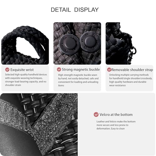 Image of Woven Tote Bag for Women with Coin Purse, Foldable Chain Small Crossbody Handbags, Fashion Shoulder Bag, Hobo Satchel