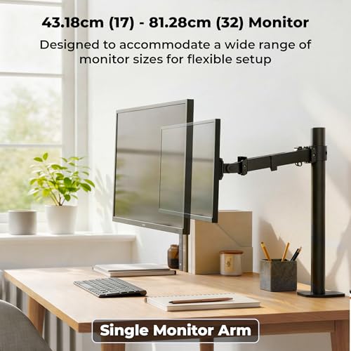Image of Zebronics Monitor Desk Stand, 17-32 Inch Support, Up to 7kg Load, Height Adjustable & Extendable Arm, VESA Compatible, Cable Management, Anti-Slip Base, Rust-Proof (DMS200)