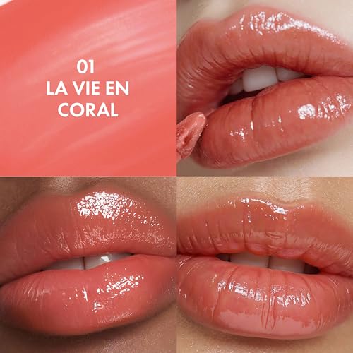 Image of Amuse SEOUL Daisy Flower Dew Tint (01 LA VIE EN CORAL) - Glossy Moisturizing Lip Stain, Watery Glow Lip Tint, Long Lasting Color, Dewy Finish, Vegan, Korean Beauty Makeup