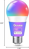 Vista 9 de Govee Bombillas inteligentes, bombilla que cambia de color, funciona con Alexa y Google Assistant, 16 millones de colores RGBWW, bombillas LED WiFi