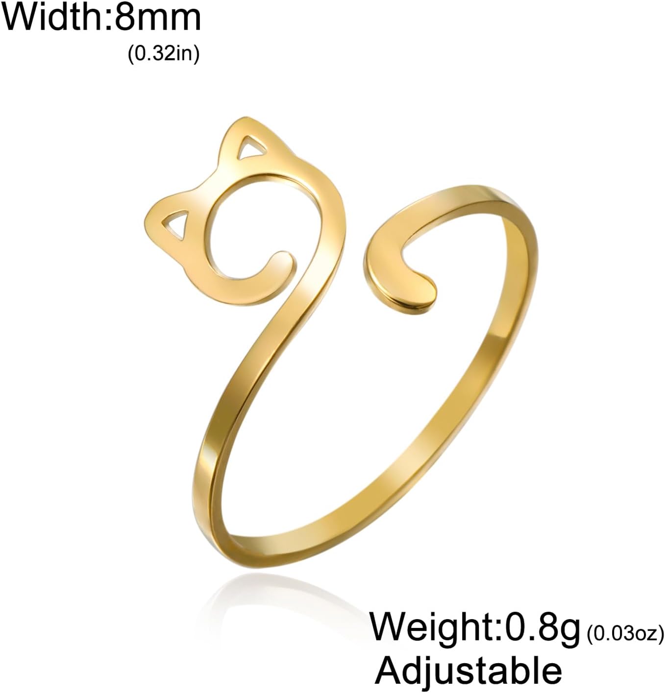VASSAGO Cute Cat Ring for Women Men Adjustable Dainty Stackable Kitten Rings Satinless Steel Jewelry for Cat Lovers - Image 6