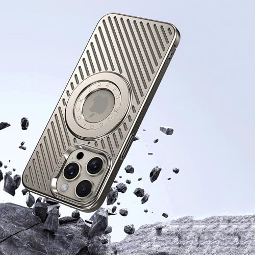 YUZOR iPhone 16 用 ケース MagSafe対応 スマホケース いPhone 16 冷却 放熱 メッシュ マット仕上げ 指紋防止 薄型軽量 6.1インチ (iPhone16 チタングレー) BJ-16-taihui