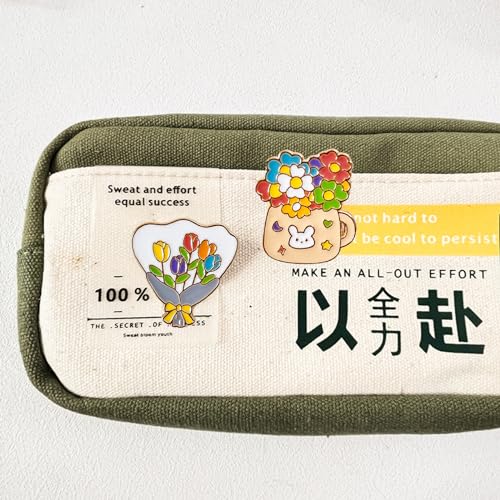 Image of Cute Enamel Pins Cartoon Lapel Pin Brooch Badge for Backpack Jackets Funny Tiger Pins for Gift DIY Accessory Clothing Bookbags Hat Decoration,flower pin-2