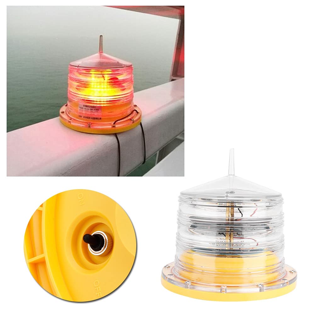 Yctze Luz LED para barcos, rojo intermitente Luz de señal LED solar Luz de baliza para embarcaciones de muelle marino IP68 Impermeable