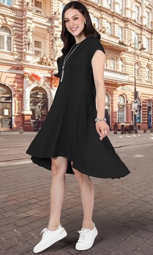 Image of KOH KOH Womens 2026 Short Cap Sleeve Casual Summer Comfy Flowy Mini Dress
