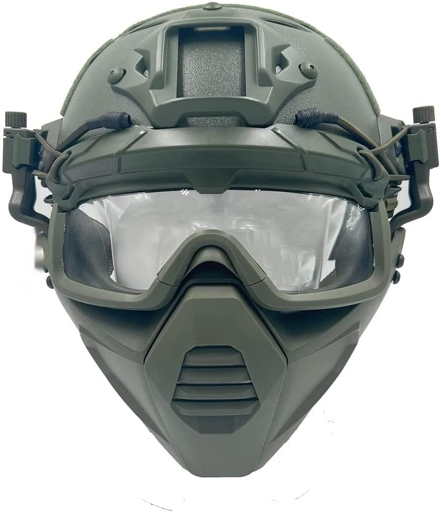 Airsoft Tactical Fast Helmet Military Half Mask with 3D Split Safety Goggles, Used for Airsoft Paintball Hunting Role-Playing CS Games