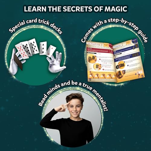 Image of Skillmatics Magic Kit for Kids - Perform 50 Mentalism Tricks & Illusions with Real Magician Props, Step-by-Step Guide & Secret Techniques, Fun Gift for Boys & Girls Ages 10, 11, 12 & Up