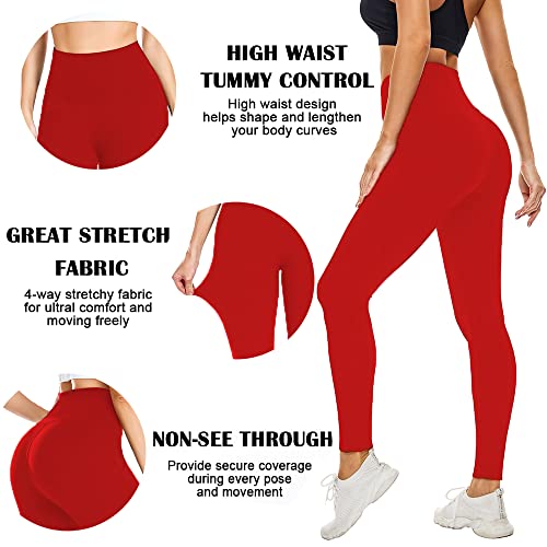 Buttery Soft Leggings For Women - High Waisted Tummy Control No See Through Workout Yoga Pants(Red,Small-Medium) #TOP5