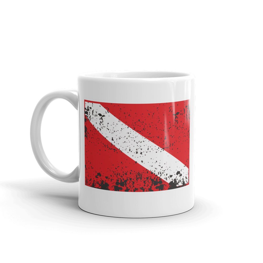 Awesome Scuba Diving Flag Mug - Distressed Effect Dive Diver DAN PADI BASI #5422