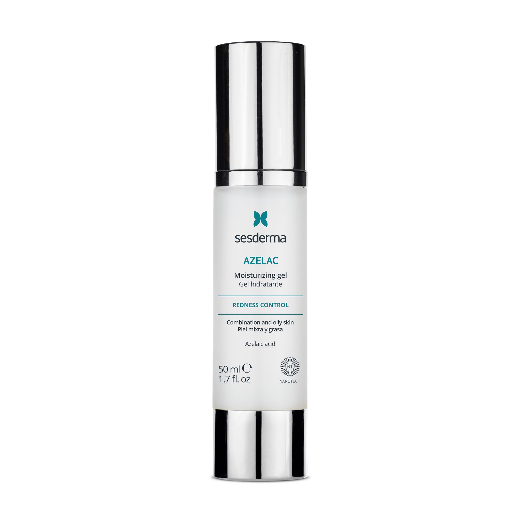 Sesderma | Azelac Moisturising Gel | Daily Moisturiser for Sensitive Skin | Rosacea Skin | Oily Combination Skin | Redness | Green Pigment | Hides Redness | 50ml