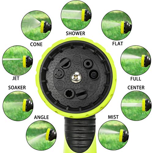 Sunflora 100 ft Expandable Garden Hose Bonus 10 feet with Solid Brass Fittings and 9 Patterns Spray Nozzle, Flexible No Kink Water Hoses for Lawn Total 110 Feet