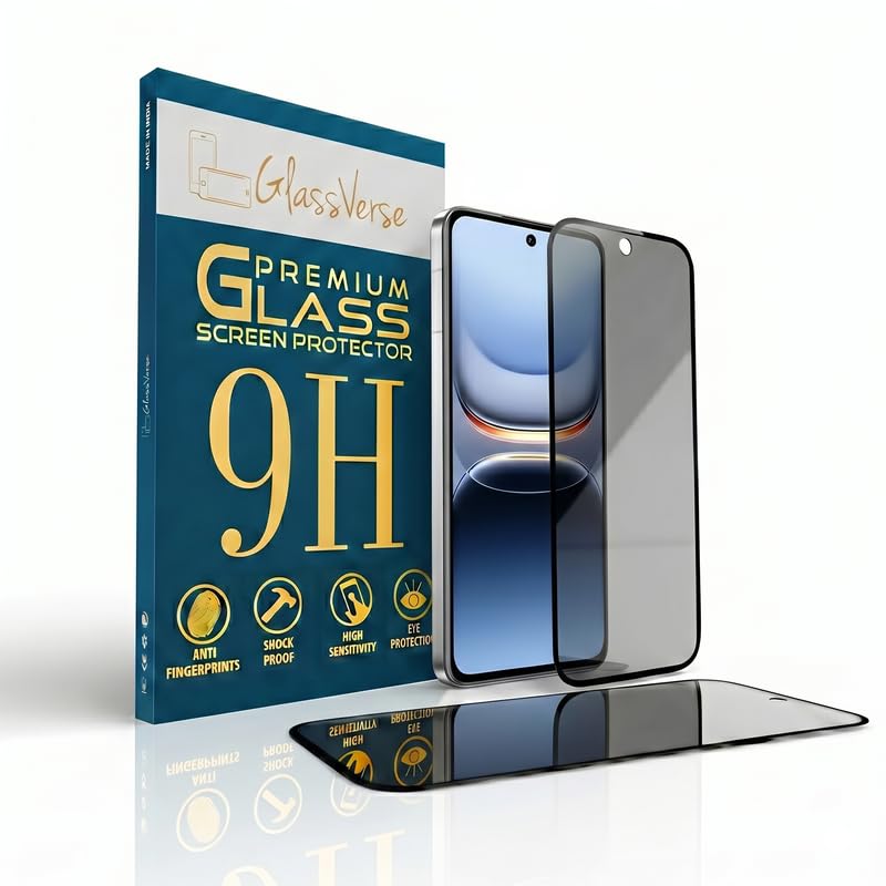 GlassVerse Ultra Privacy Tempered Glass For IQOO 13 5G (Pack Of 2) with Free Installation Kit. Edge To Edge. (In-Screen
