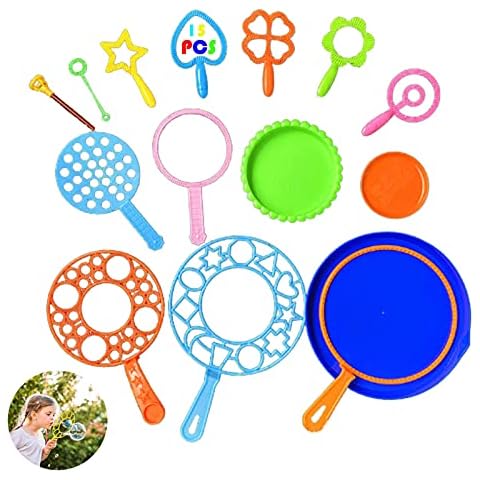15 PCS Bubble Wands Set Giant Bubbles Wand Kit Assortment Bubble Maker Kids Bubble Toy for Summer Outdoor Activity Birthday Party Cover