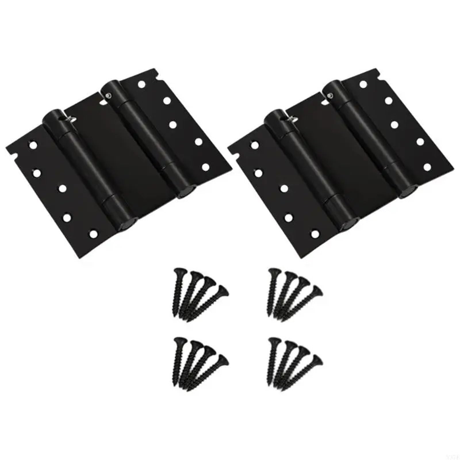 Flush Bolt for Double Door 2pcs Double Action Door Hinge Set Reversible Auto Close Spring Hinges for Repair(Black,4inches)