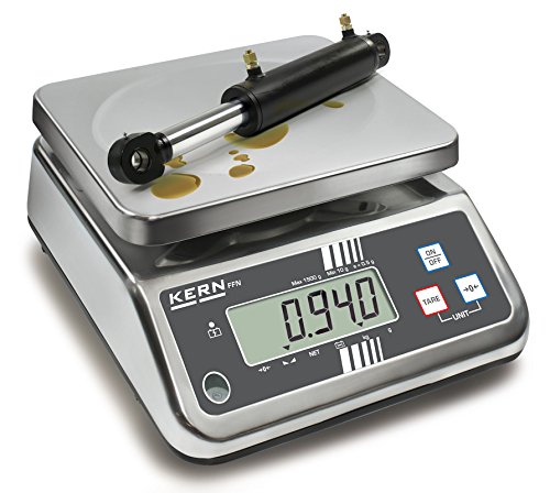 Kern FFN 3K1IPM - Robust, Space-Saving Bench Scale, Protected by Stainless Steel and IP65 Rating, with EC Type Approval [M], Weighing Range [Max]: 3 kg, Readout [d]: 1 g, Incl. VERIFICATION