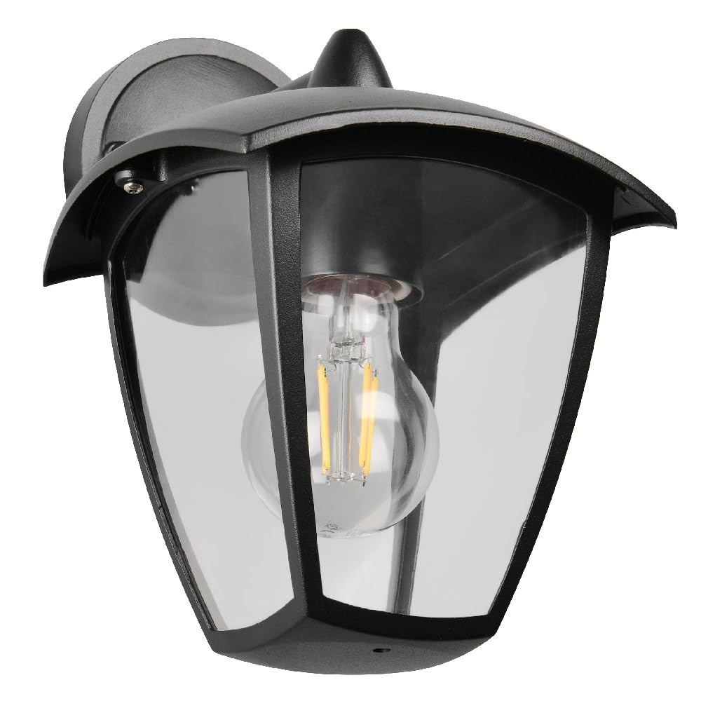 Britalia Black Br263260132 And Clear Outdoor Modern Down Lantern Wall Light Ip44-24Cm Height - Dimensions: Height 240Mm X Width 200Mm X Projection 170Mm (24Cm X 20Cm X 17Cm) | Weight: 0.7Kg (700G)
