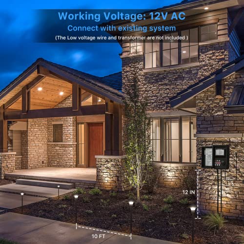 Goodsmann Low Voltage Pathway Lights 2Pk 150 Lumens Landscape Lighting Outdoor Path Lights Wired 3W Led 3000K Aluminum Housing 12V Black Finish Walkway Driveway Light With Stake Connector #TOP3
