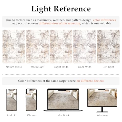 HUGEAR Washable Rugs Living Room Rug 240x300cm Beige Grey Non Slip Abstract Natural Neutral Modern Large Carpet Bedroom Kitchen Hall Lounge Bedside Low Pile Carpets - Image 3