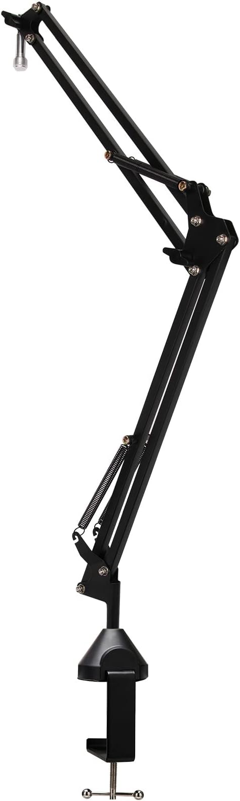 Knox Gear Boom Arm Microphone Stand for Podcasts, Studio Recording, Radio Broadcast, and Gaming, Microphone Desk Stand with 360-degree Rotation, Black Microphone Stand with 5/8-inch Screw Adapter