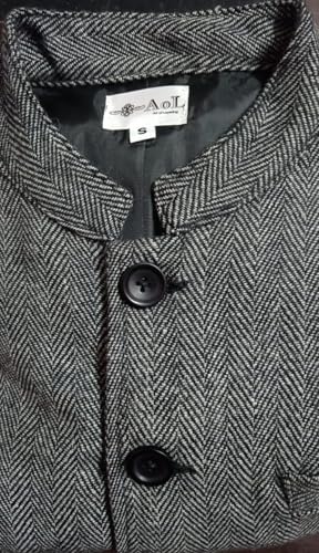 Image of AOL Men's Winter Tweed Woollen Jacket /Coat| Herringbone Pattern|Fully Lined with Inner Pocket| Mandarin Collar| Bandhgala /Jodhpuri /Nehru for Festive, Casual & Formal wear